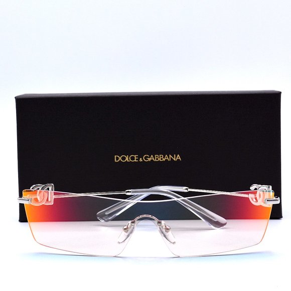 NEW DOLCE & GABBANA DG2292 IRIDESCENT RIMLESS SHIELD AUTHENTIC SUNGLASSES - Picture 8 of 15